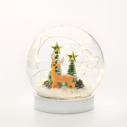 ^ "GLASS SNOW BALL DEER", 10 MINI WW LED ΛΑΜΠ. ΜΠΑΤ. (2XAAA) IP20 Φ12CM  -X07101131